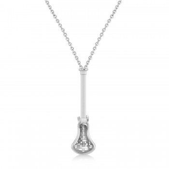 Lacrosse Stick Charm Men's Pendant Necklace 14K White Gold