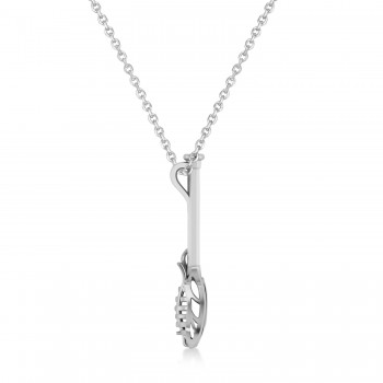 Lacrosse Stick Charm Men's Pendant Necklace 14K White Gold