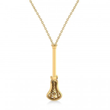 Lacrosse Stick Charm Pendant Necklace 14K Yellow Gold