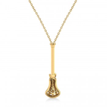 Lacrosse Stick Charm Men's Pendant Necklace 14K Yellow Gold