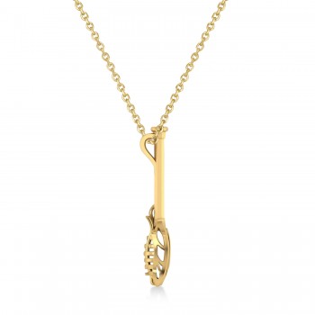 Lacrosse Stick Charm Pendant Necklace 14K Yellow Gold