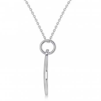 Diamond Eight Note Musical Disc Pendant Necklace 14K White Gold (0.09ct)
