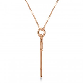 Diamond Heart Key Pendant Necklace 14k Rose Gold (0.10ct)