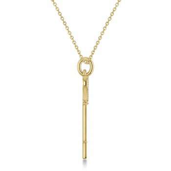 Diamond Heart Key Pendant Necklace 14k Yellow Gold (0.10ct)