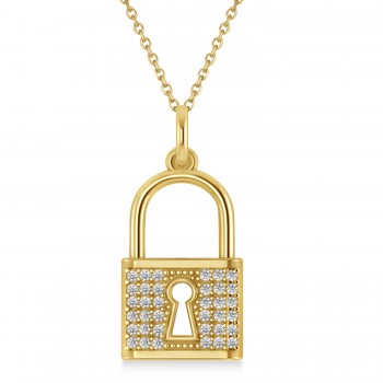 Diamond Lock Pendant Necklace 14k Yellow Gold (0.36ct)