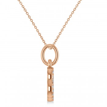 Aries Zodiac Diamond Pendant Necklace 14k Rose Gold (0.12ct)