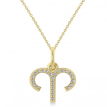 Aries Zodiac Diamond Pendant Necklace 14k Yellow Gold (0.12ct)