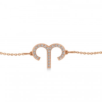 Aries Zodiac Diamond Bracelet 14k Rose Gold (0.12ct)