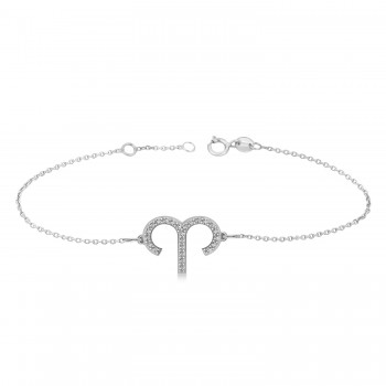 Aries Zodiac Diamond Bracelet 14k White Gold (0.12ct)