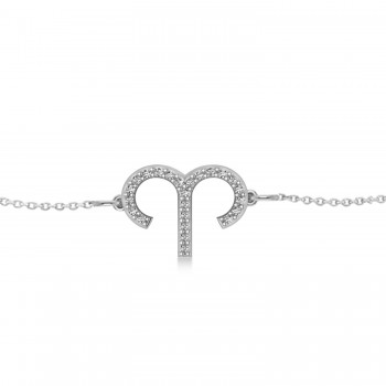 Aries Zodiac Diamond Bracelet 14k White Gold (0.12ct)