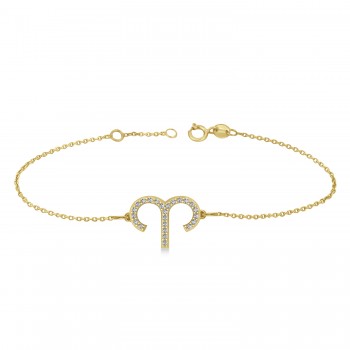 Aries Zodiac Diamond Bracelet 14k Yellow Gold (0.12ct)