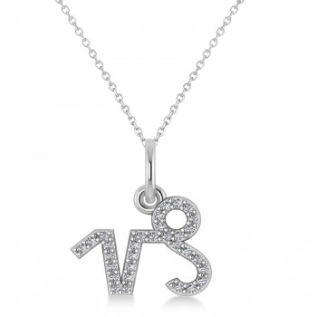 Capricorn Zodiac Diamond Pendant Necklace 14k White Gold (0.155ct)