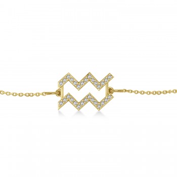 Aquarius Zodiac Diamond Bracelet 14k Yellow Gold (0.15ct)