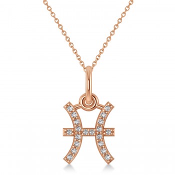 Pisces Zodiac Diamond Pendant Necklace 14k Rose Gold (0.10ct)