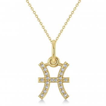 Pisces Zodiac Diamond Pendant Necklace 14k Yellow Gold (0.10ct)