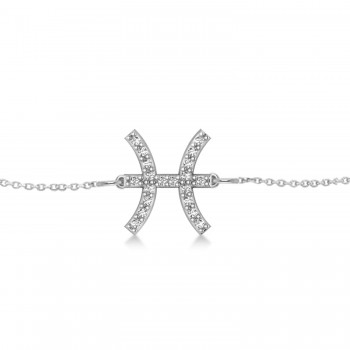 Pisces Zodiac Diamond Bracelet 14k White Gold (0.10ct)