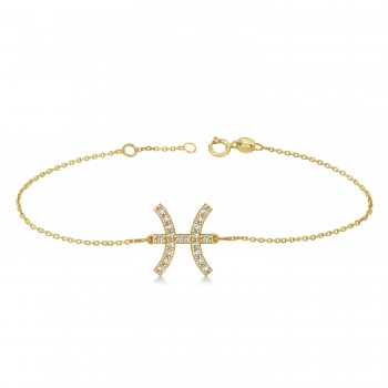 Pisces Zodiac Diamond Bracelet 14k Yellow Gold (0.10ct)