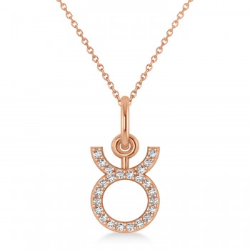 Taurus Zodiac Diamond Pendant Necklace 14k Rose Gold (0.12ct)