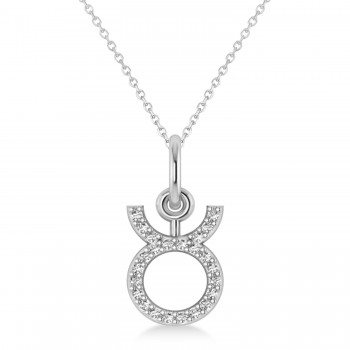 Taurus Zodiac Diamond Pendant Necklace 14k White Gold (0.12ct)