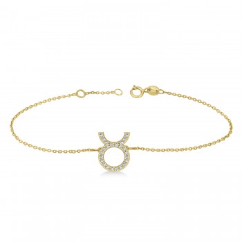 Taurus Zodiac Diamond Bracelet 14k Yellow Gold (0.12ct)