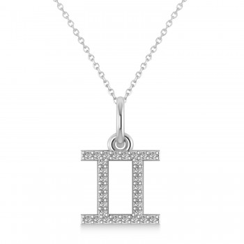 Gemini Zodiac Diamond Pendant Necklace 14k White Gold (0.15ct)