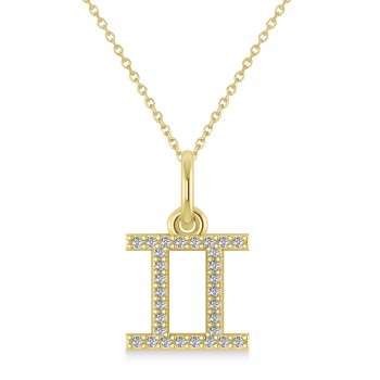 Gemini Zodiac Diamond Pendant Necklace 14k Yellow Gold (0.15ct)