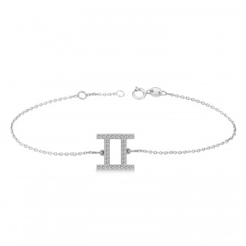 Gemini Zodiac Diamond Bracelet 14k White Gold (0.15ct)