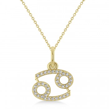 Cancer Zodiac Diamond Pendant Necklace 14k Yellow Gold (0.18ct)