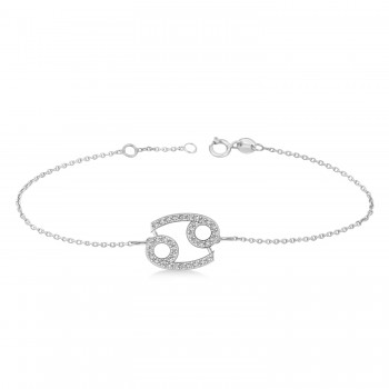 Cancer Zodiac Diamond Bracelet 14k White Gold (0.18ct)