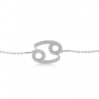 Cancer Zodiac Diamond Bracelet 14k White Gold (0.18ct)