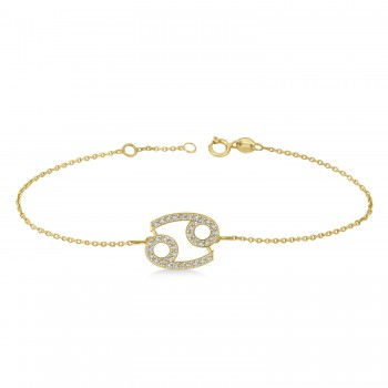 Cancer Zodiac Diamond Bracelet 14k Yellow Gold (0.18ct)