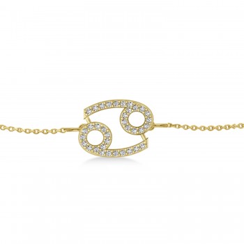 Cancer Zodiac Diamond Bracelet 14k Yellow Gold (0.18ct)