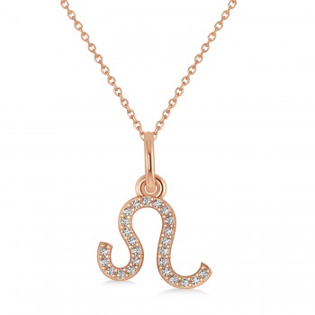 Leo Zodiac Diamond Pendant Necklace 14k Rose Gold (0.125ct)