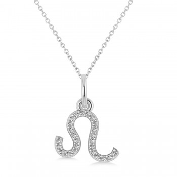 Leo Zodiac Diamond Pendant Necklace 14k White Gold (0.125ct)