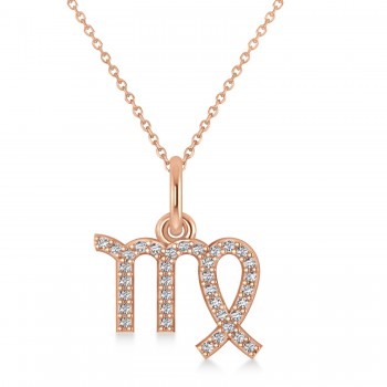 Virgo Zodiac Diamond Pendant Necklace 14k Rose Gold (0.18ct)