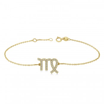 Virgo Zodiac Diamond Bracelet 14k Yellow Gold (0.18ct)