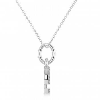 Libra Zodiac Diamond Pendant Necklace 14k White Gold (0.135ct)