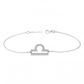 Libra Zodiac Diamond Bracelet 14k White Gold (0.135ct)