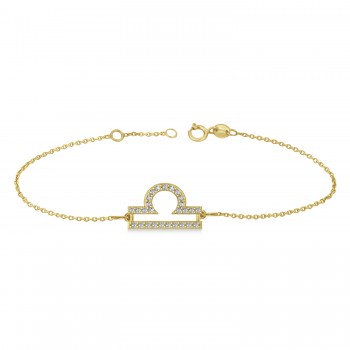 Libra Zodiac Diamond Bracelet 14k Yellow Gold (0.135ct)