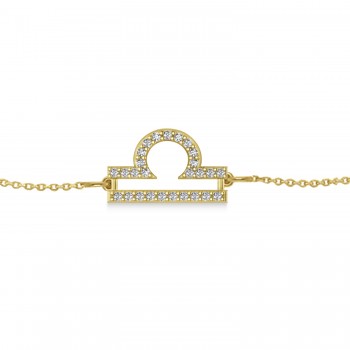 Libra Zodiac Diamond Bracelet 14k Yellow Gold (0.135ct)