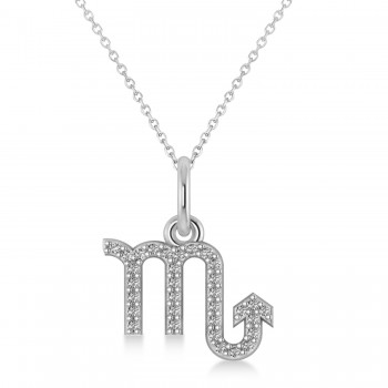 Scorpio Zodiac Diamond Pendant Necklace 14k White Gold (0.16ct)