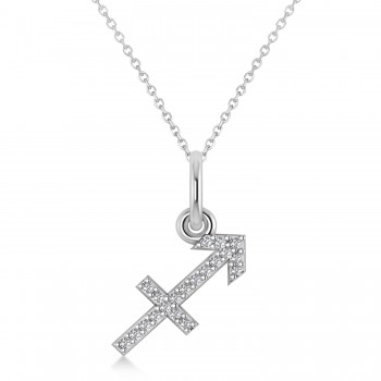 Sagittarius Zodiac Diamond Pendant Necklace 14k White Gold (0.10ct)