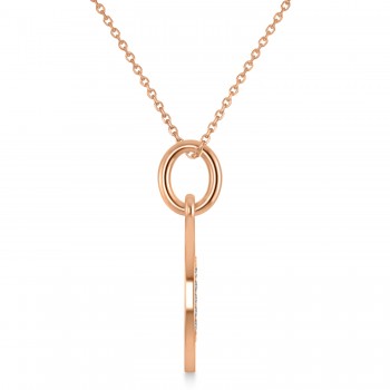 Diamond Aries Zodiac Disk Pendant Necklace 14k Rose Gold (0.095ct)