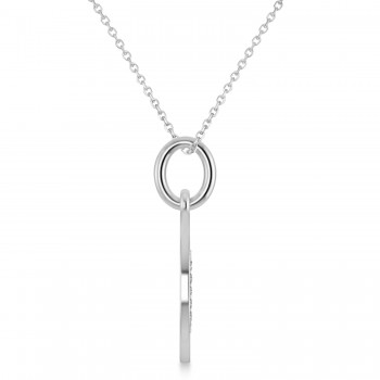 Diamond Aries Zodiac Disk Pendant Necklace 14k White Gold (0.095ct)