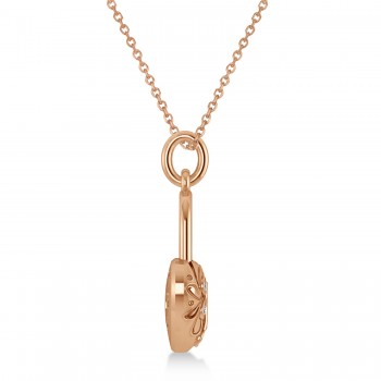 Diamond Heart Lock Pendant Necklace 14k Rose Gold (0.08ct)