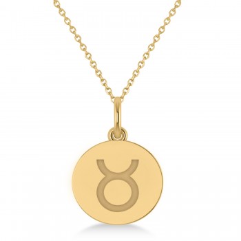 Taurus Disk Zodiac Pendant Necklace 14k Yellow Gold