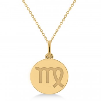 Virgo Disk Zodiac Pendant Necklace 14k Yellow Gold