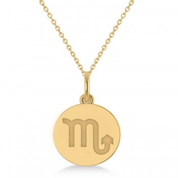 Scorpio Disk Zodiac Pendant Necklace 14k Yellow Gold