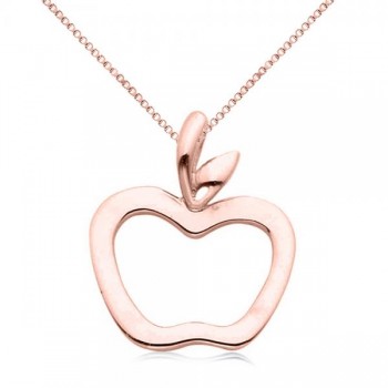 Hollow Apple Pendant Necklace in Plain Metal 14k Rose Gold
