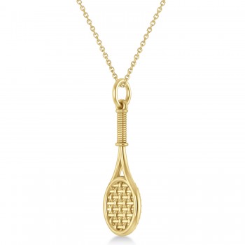 Lab Grown Diamond Tennis Racket Pendant Necklace 14K Yellow Gold (0.48ct)